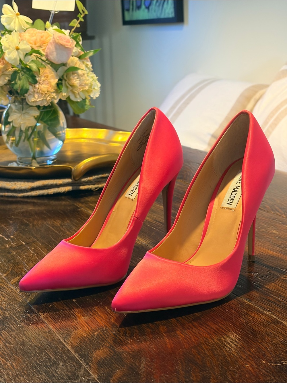 Steve Madden Hot Pink Satin Pointed-Toe Stiletto Pumps
